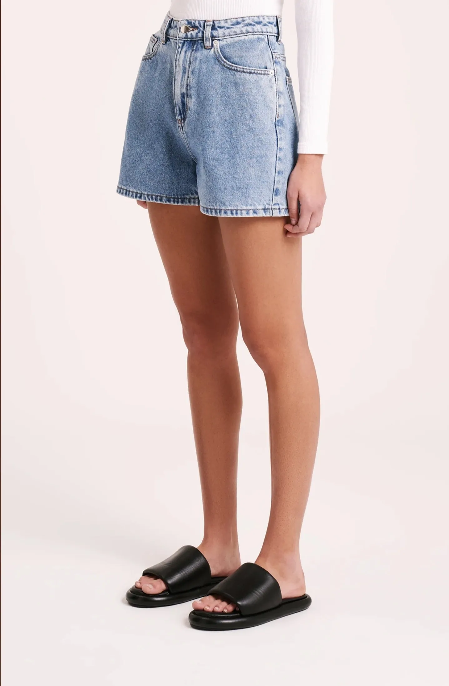 Organic Mom Short WASHED BLUE