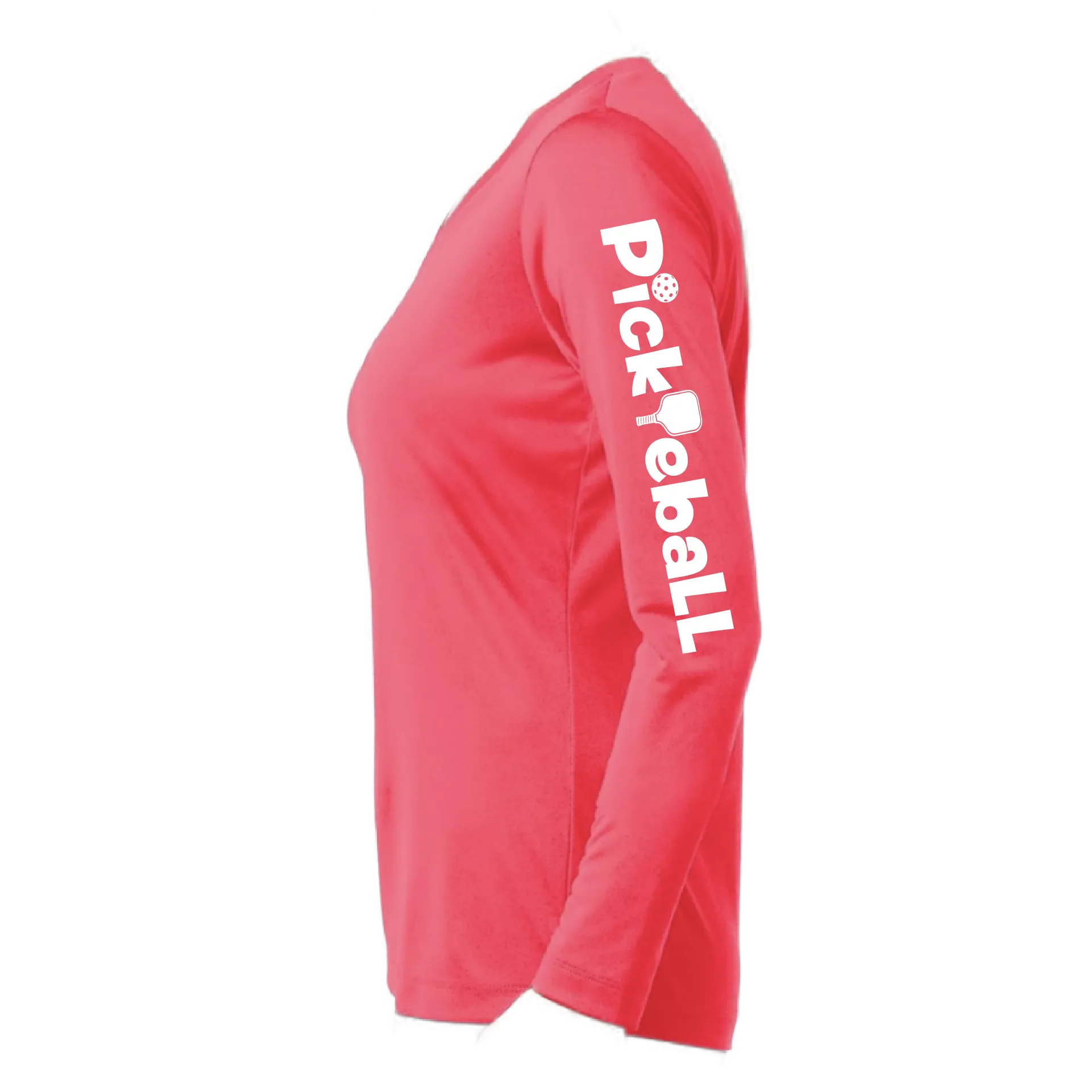 Pickleball Horizontal (Customizable) | Women’s Long Sleeve V-Neck Pickleball Shirt | 100% Polyester