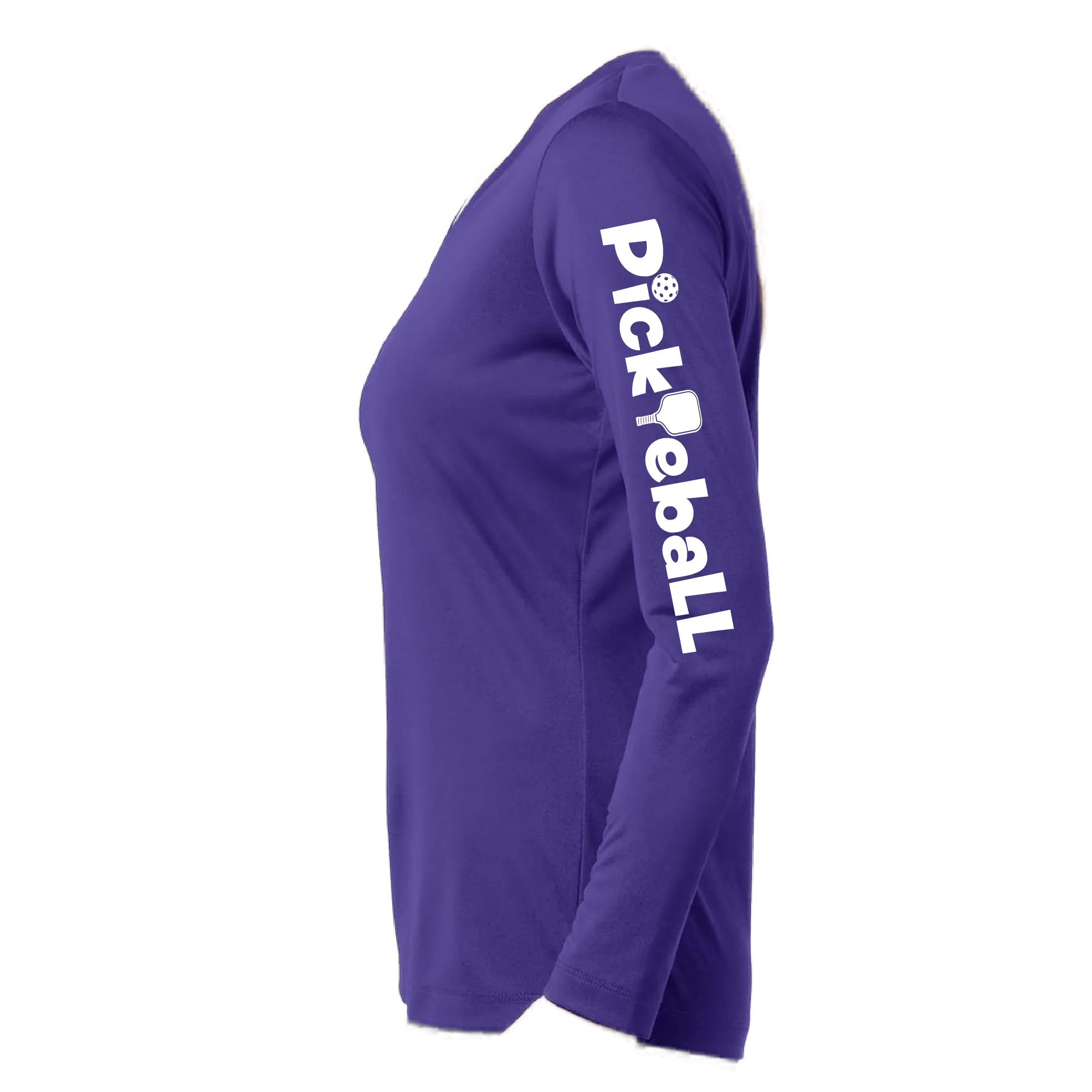 Pickleball Horizontal (Customizable) | Women’s Long Sleeve V-Neck Pickleball Shirt | 100% Polyester