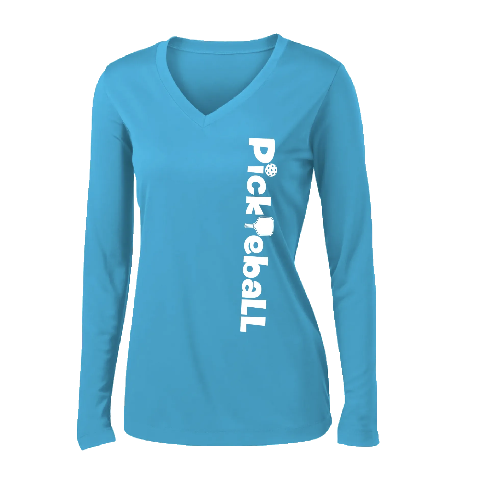 Pickleball Horizontal (Customizable) | Women’s Long Sleeve V-Neck Pickleball Shirt | 100% Polyester