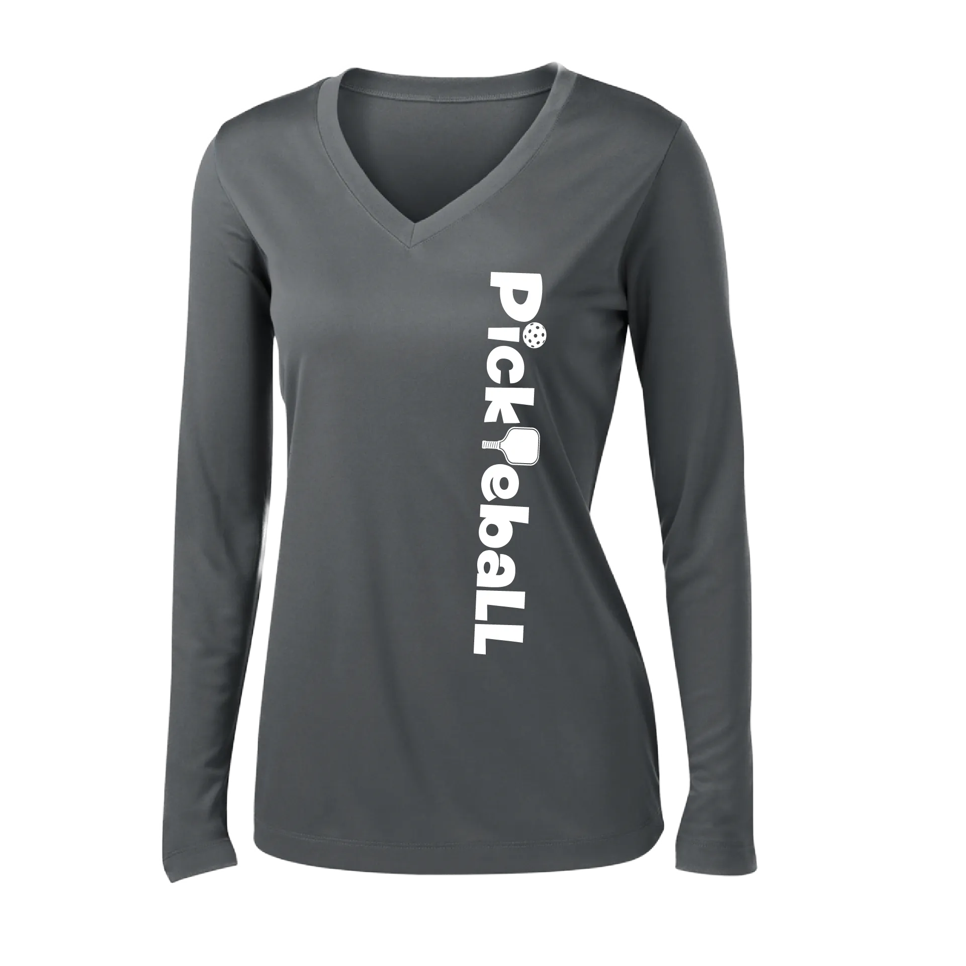 Pickleball Horizontal (Customizable) | Women’s Long Sleeve V-Neck Pickleball Shirt | 100% Polyester