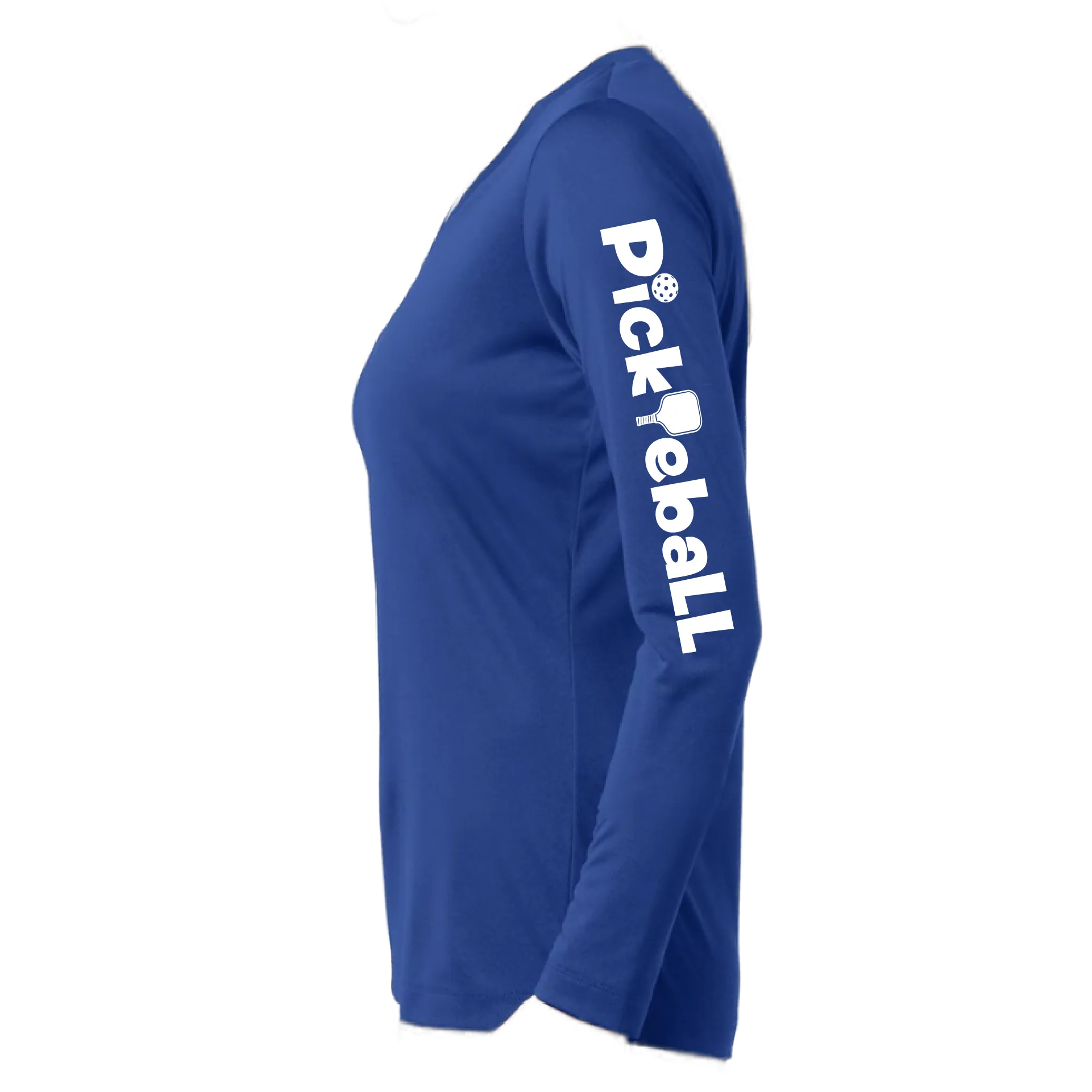 Pickleball Horizontal (Customizable) | Women’s Long Sleeve V-Neck Pickleball Shirt | 100% Polyester