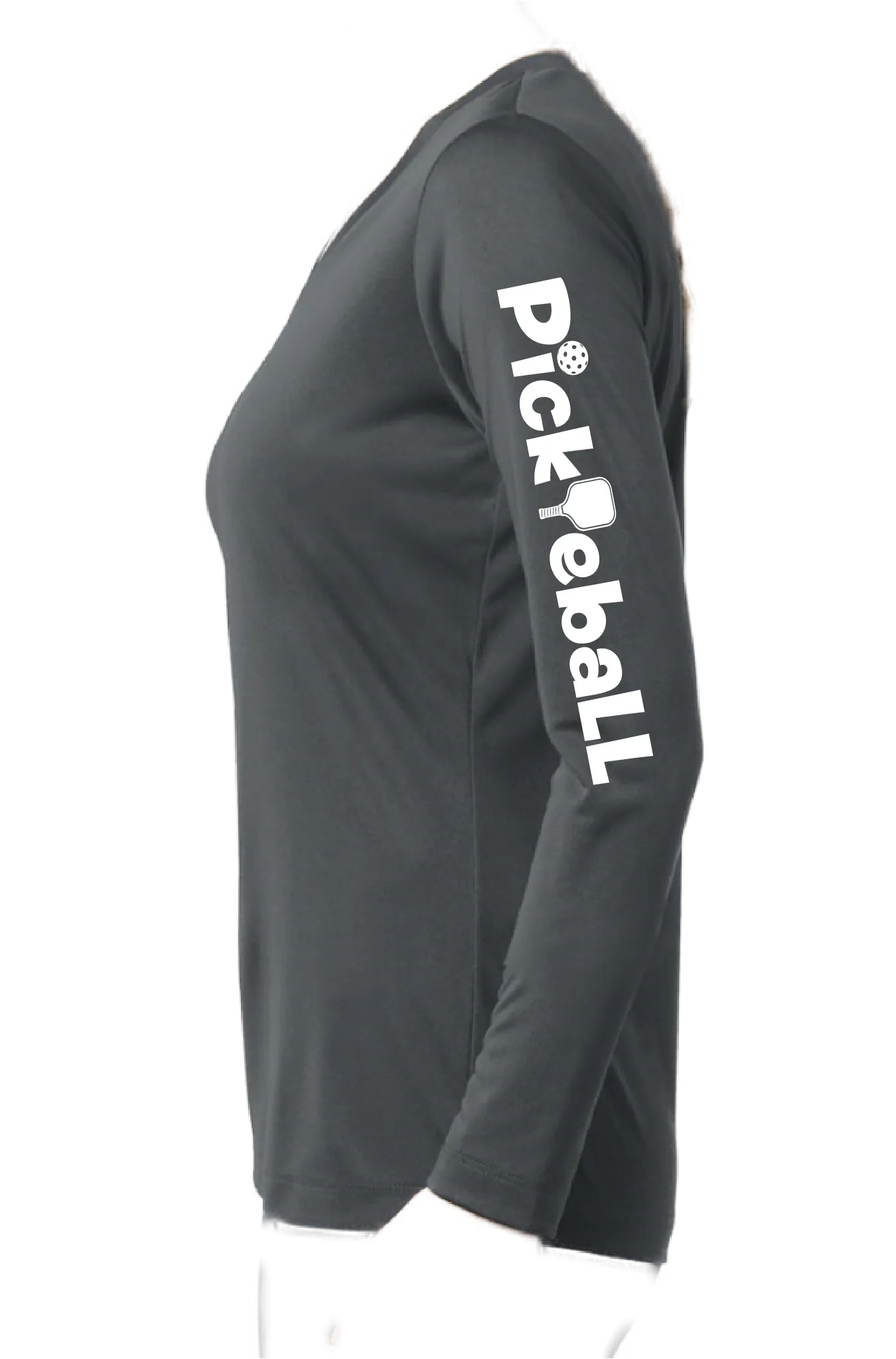 Pickleball Horizontal (Customizable) | Women’s Long Sleeve V-Neck Pickleball Shirt | 100% Polyester