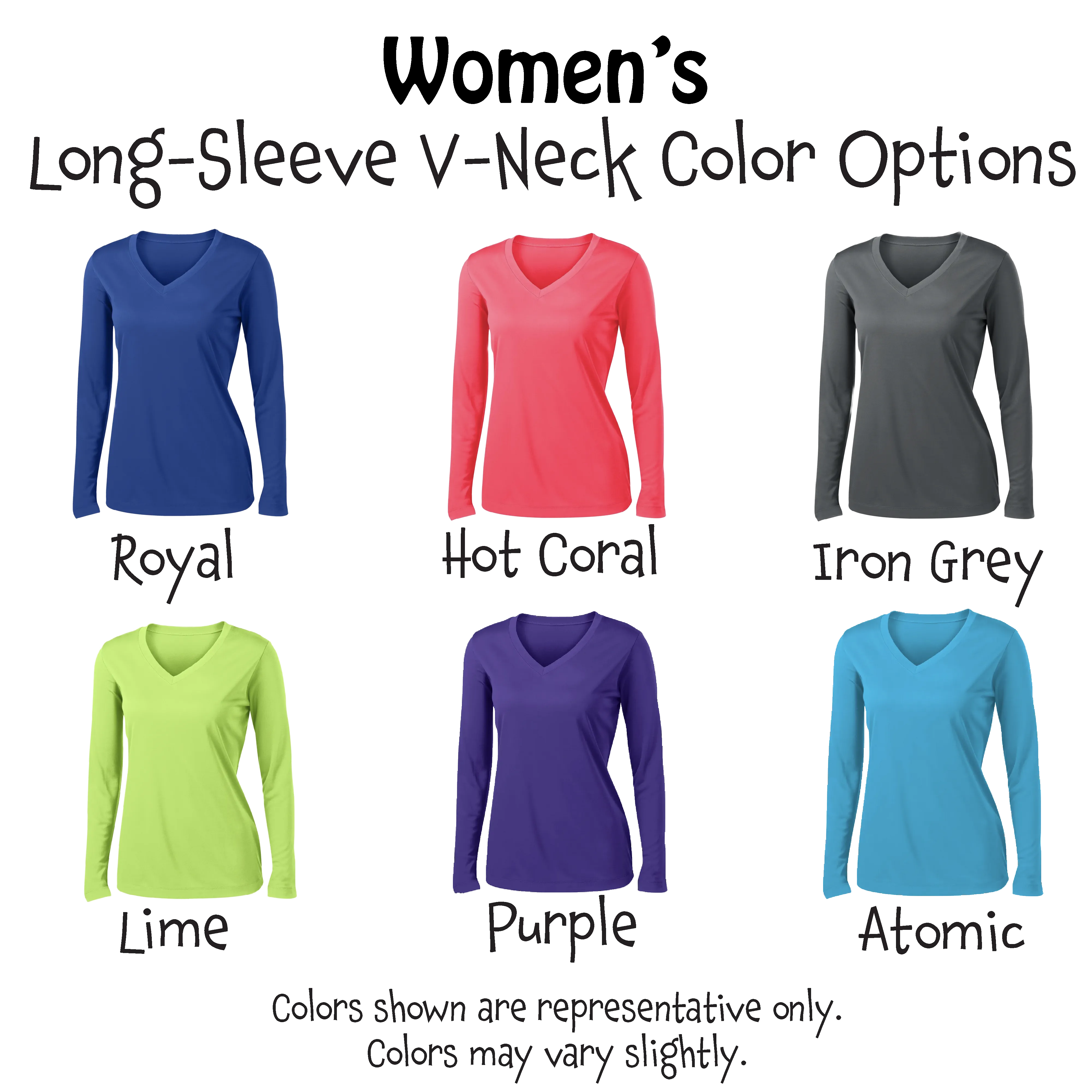 Pickleball Horizontal (Customizable) | Women’s Long Sleeve V-Neck Pickleball Shirt | 100% Polyester