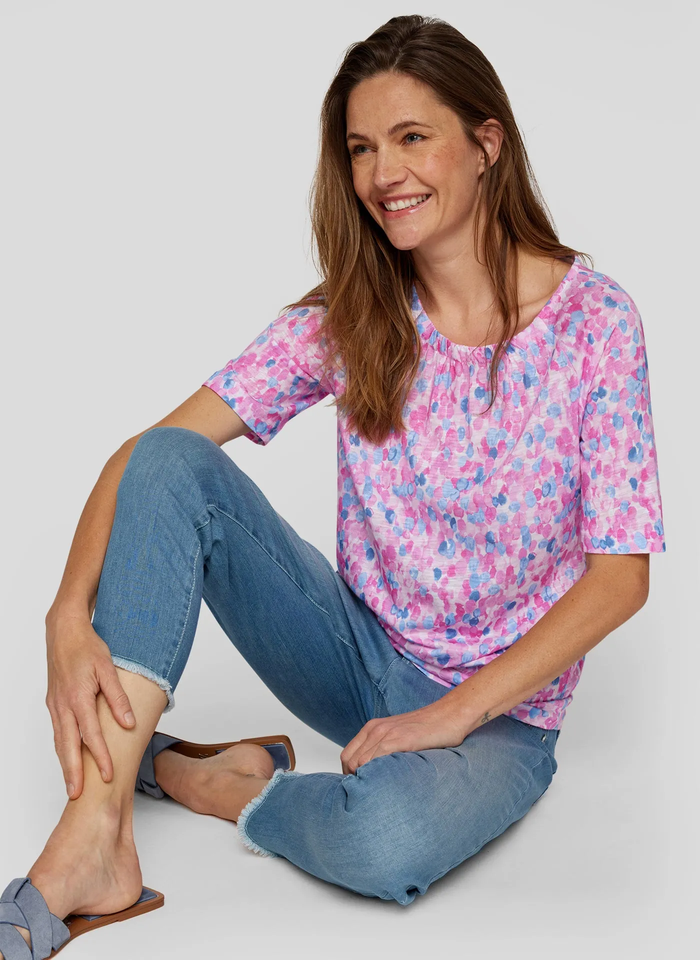 Pink & Blue Dotted T-Shirt