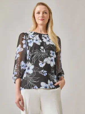Plus Floral Blouson Sleeve Blouse