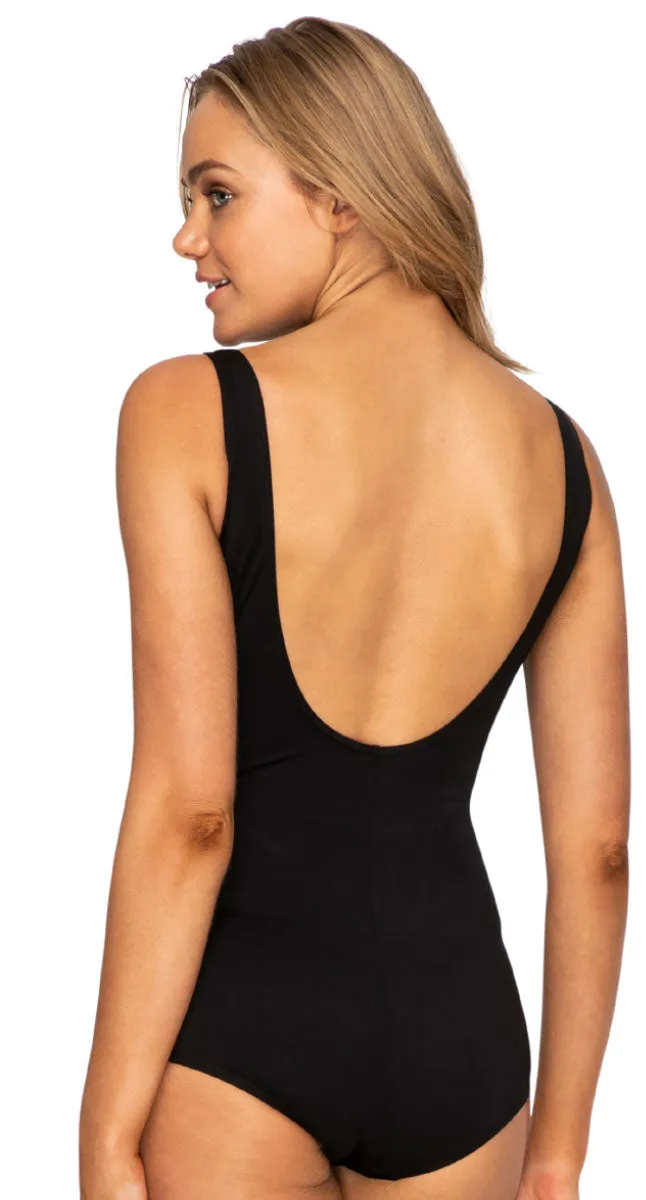 Poolproof Chlorine Resistant Palm Zebra Pintuck One Piece Swimsuit - Suitable for Mastectomy