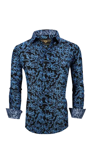 PREMIERE SHIRTS: BLUE/BLACK PAISLEY