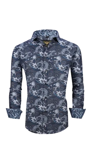 PREMIERE SHIRTS: GREY/BLUE/WHITE PAISLEY