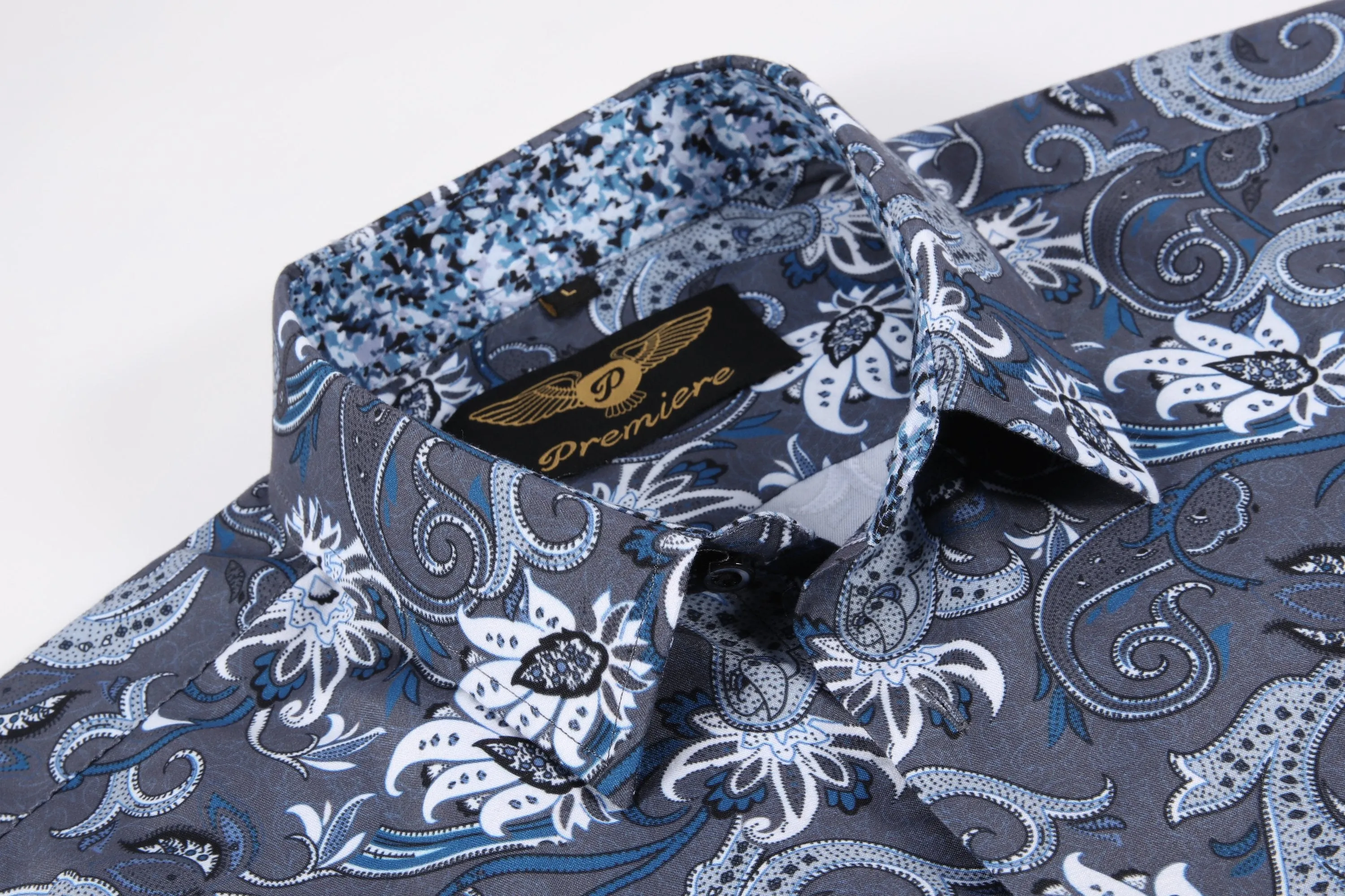 PREMIERE SHIRTS: GREY/BLUE/WHITE PAISLEY