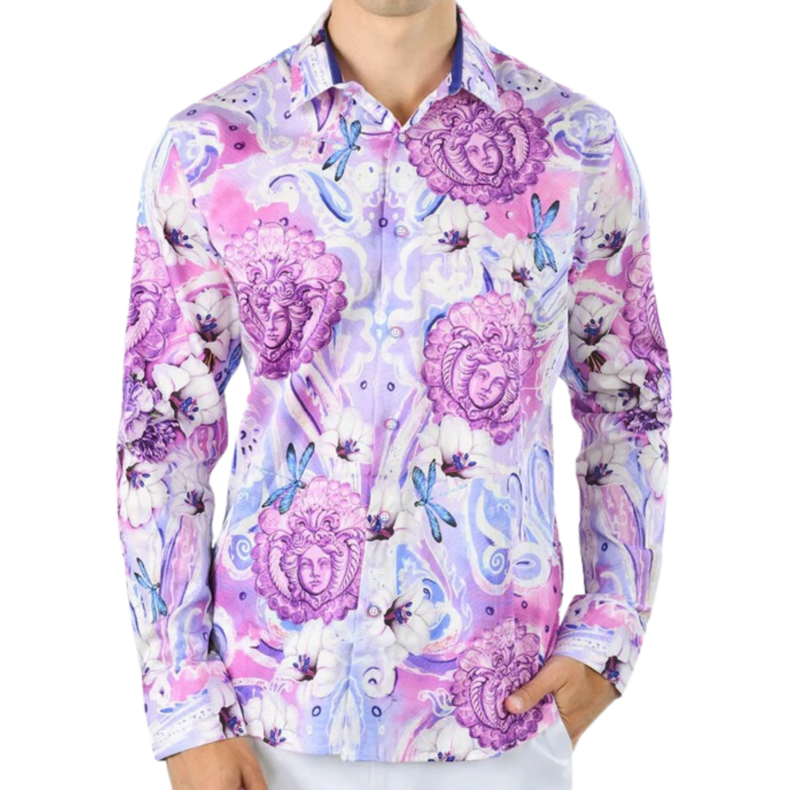 PREMIERE SHIRTS: LAVENDER/WHITE FLORAL PAISLEY