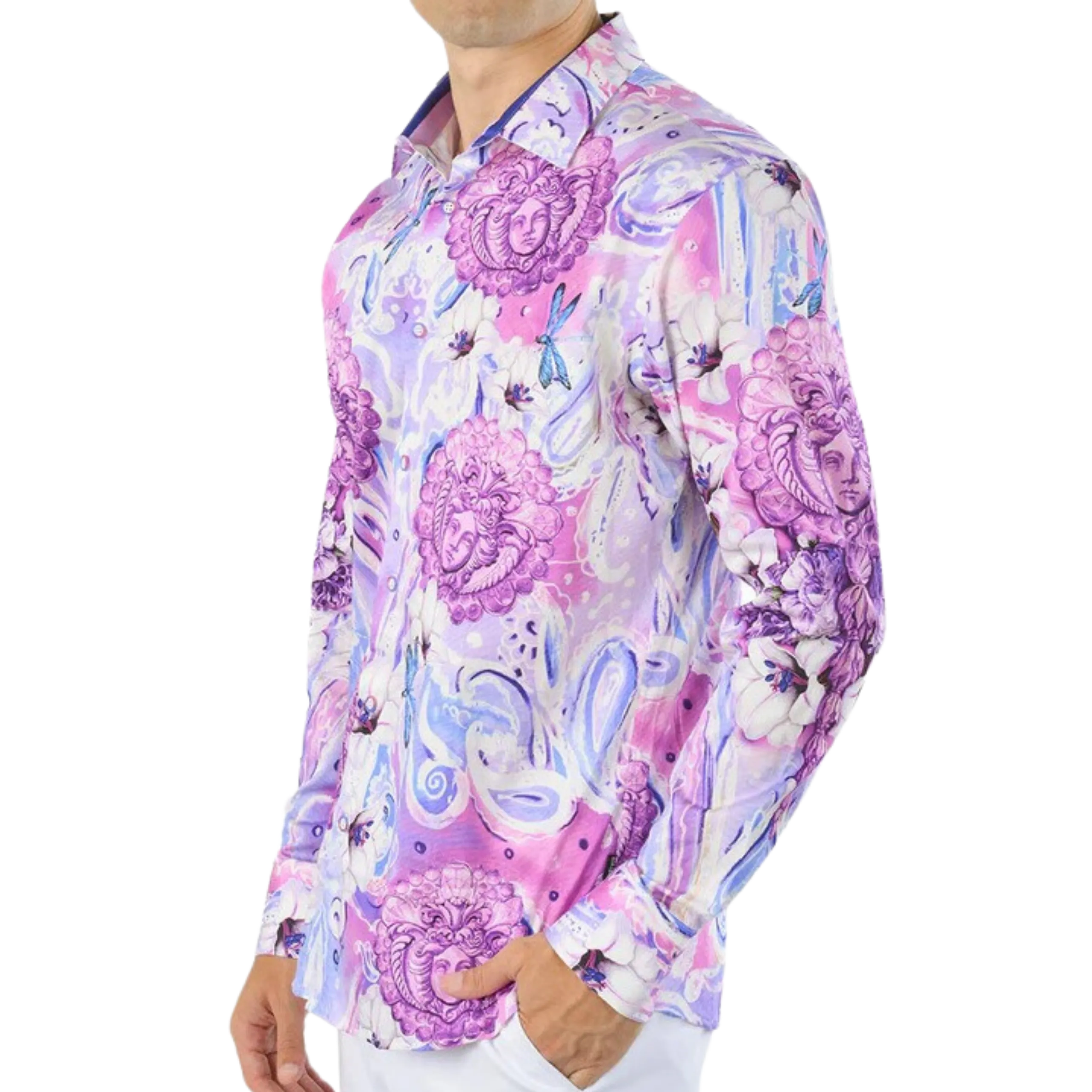 PREMIERE SHIRTS: LAVENDER/WHITE FLORAL PAISLEY