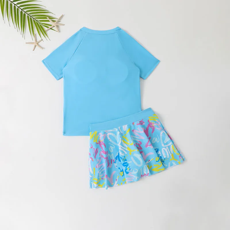 Quick Dry Cute Girls Sports Two Piece Swimsuit