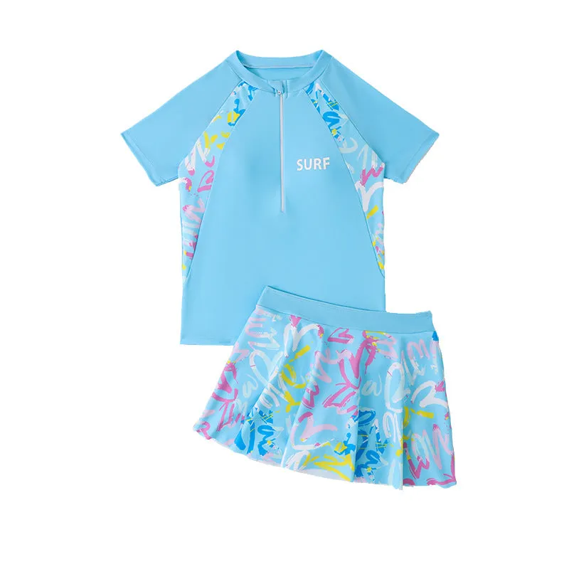 Quick Dry Cute Girls Sports Two Piece Swimsuit