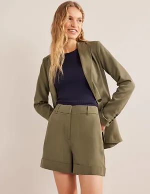 Relaxed Turn Up Shorts-Washed Khaki