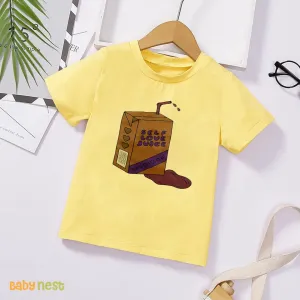 Self Love Juice Half Sleeves T-shirts For Kids Light Yellow- SBT-334