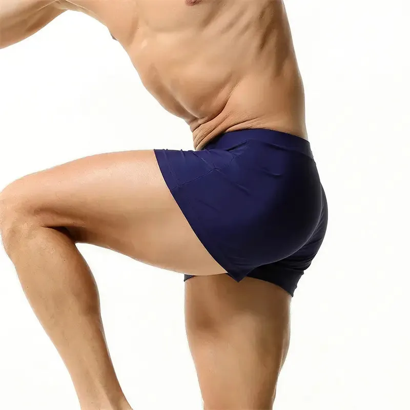 Seobean Men's Swim Boxers - Quick-Dry Swimwear with Nylon/Spandex Blend 230801