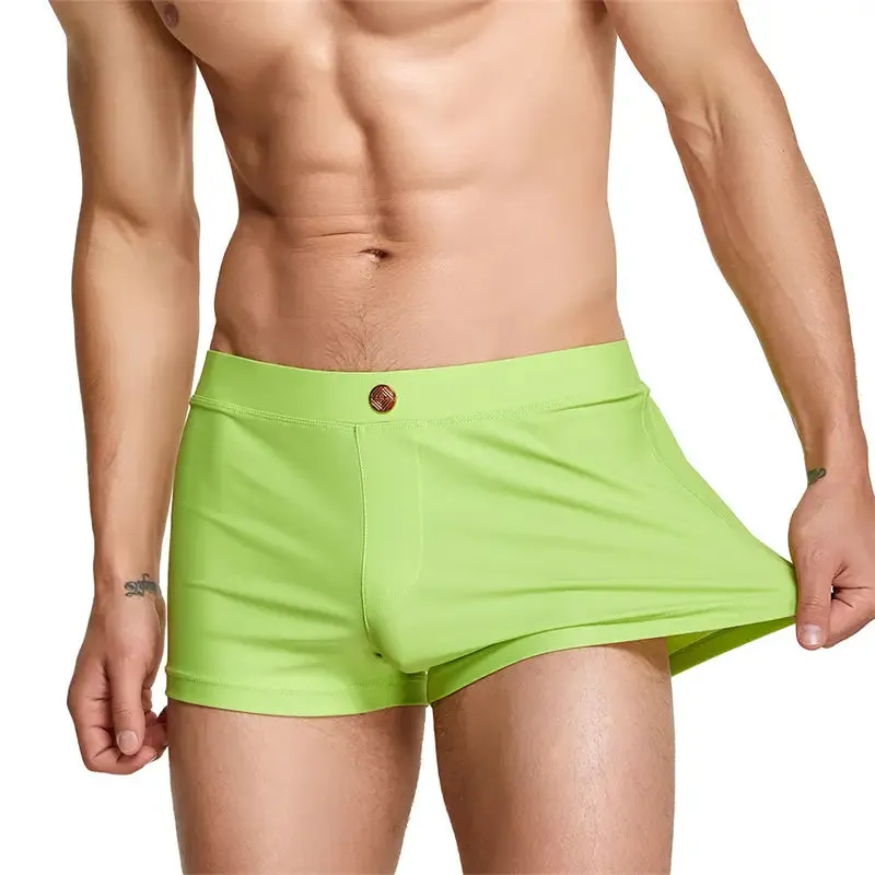 Seobean Men's Swim Boxers - Quick-Dry Swimwear with Nylon/Spandex Blend 230801