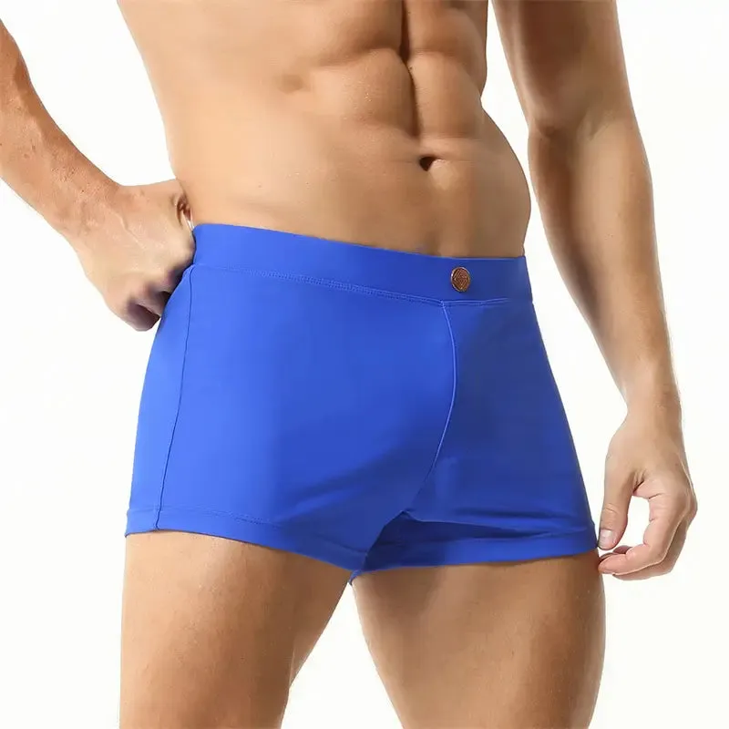 Seobean Men's Swim Boxers - Quick-Dry Swimwear with Nylon/Spandex Blend 230801