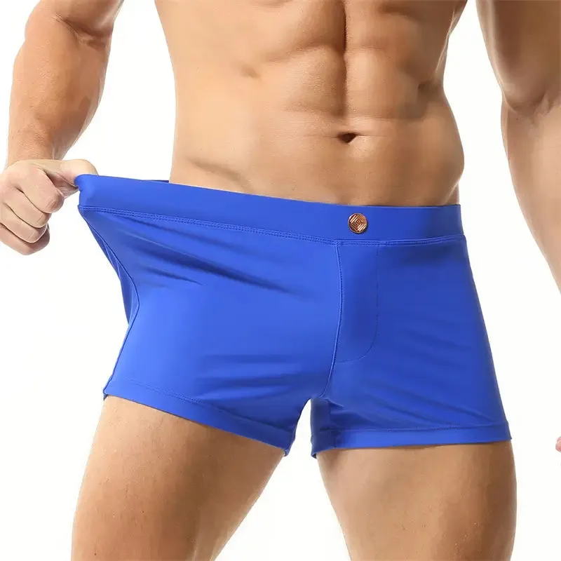 Seobean Men's Swim Boxers - Quick-Dry Swimwear with Nylon/Spandex Blend 230801