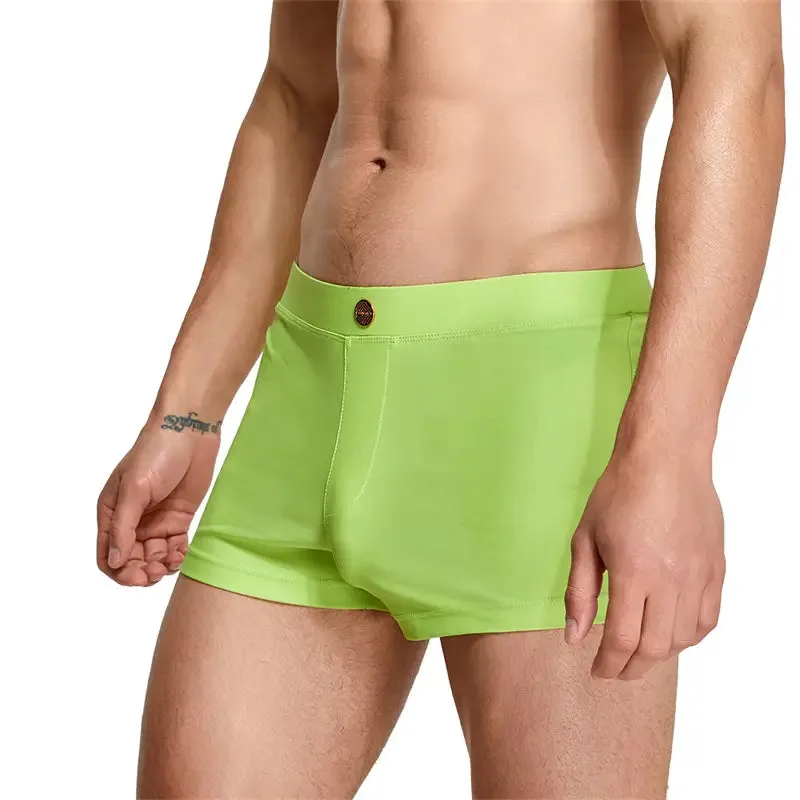 Seobean Men's Swim Boxers - Quick-Dry Swimwear with Nylon/Spandex Blend 230801