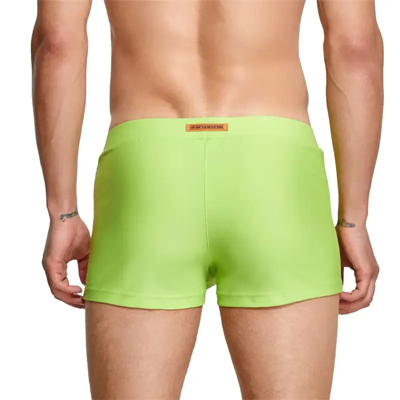 Seobean Men's Swim Boxers - Quick-Dry Swimwear with Nylon/Spandex Blend 230801