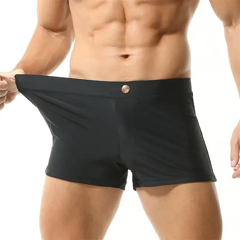 Seobean Men's Swim Boxers - Quick-Dry Swimwear with Nylon/Spandex Blend 230801