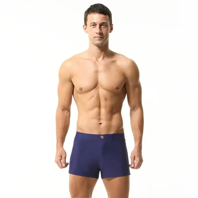 Seobean Men's Swim Boxers - Quick-Dry Swimwear with Nylon/Spandex Blend 230801