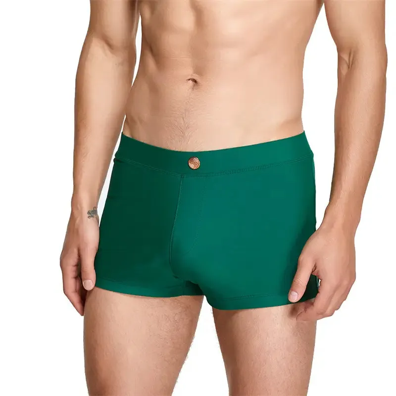 Seobean Men's Swim Boxers - Quick-Dry Swimwear with Nylon/Spandex Blend 230801