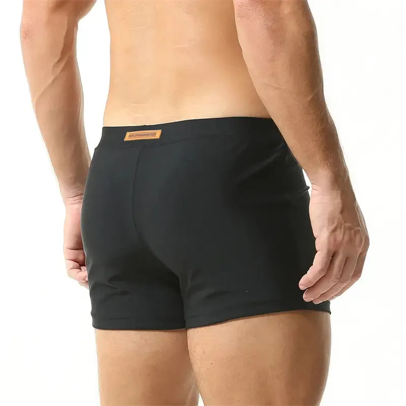 Seobean Men's Swim Boxers - Quick-Dry Swimwear with Nylon/Spandex Blend 230801