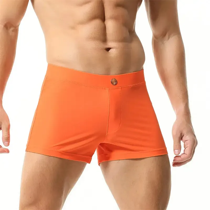 Seobean Men's Swim Boxers - Quick-Dry Swimwear with Nylon/Spandex Blend 230801