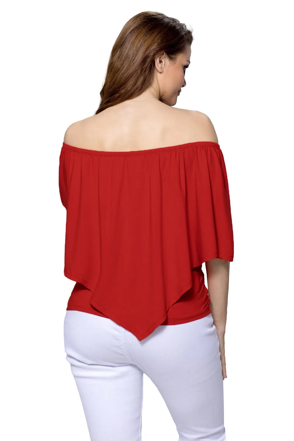 Sexy Red Multi-way Ruffle Women Top
