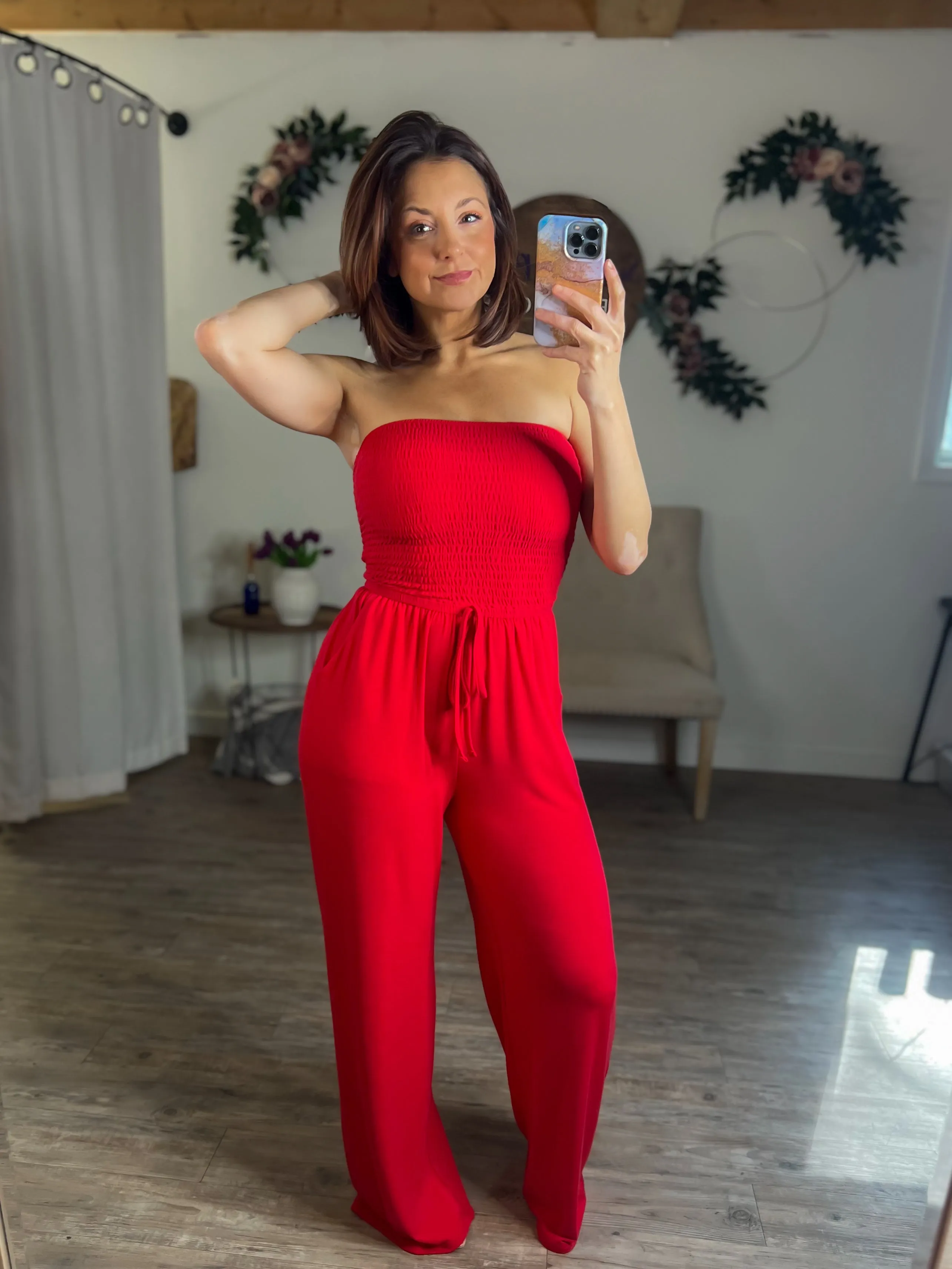Showing Up Smocked Jumper (Red)