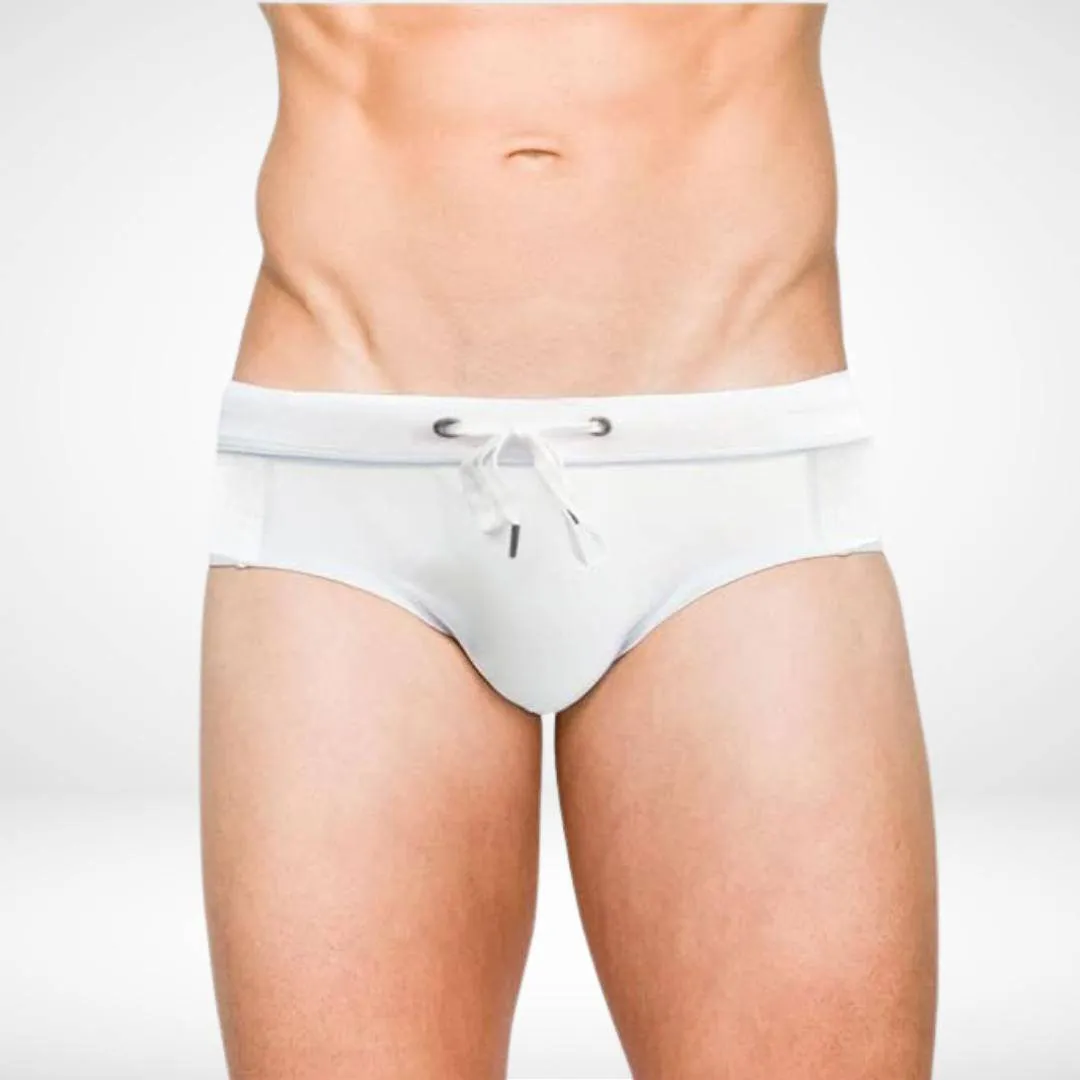 Side Mesh Drawstring Swim Briefs
