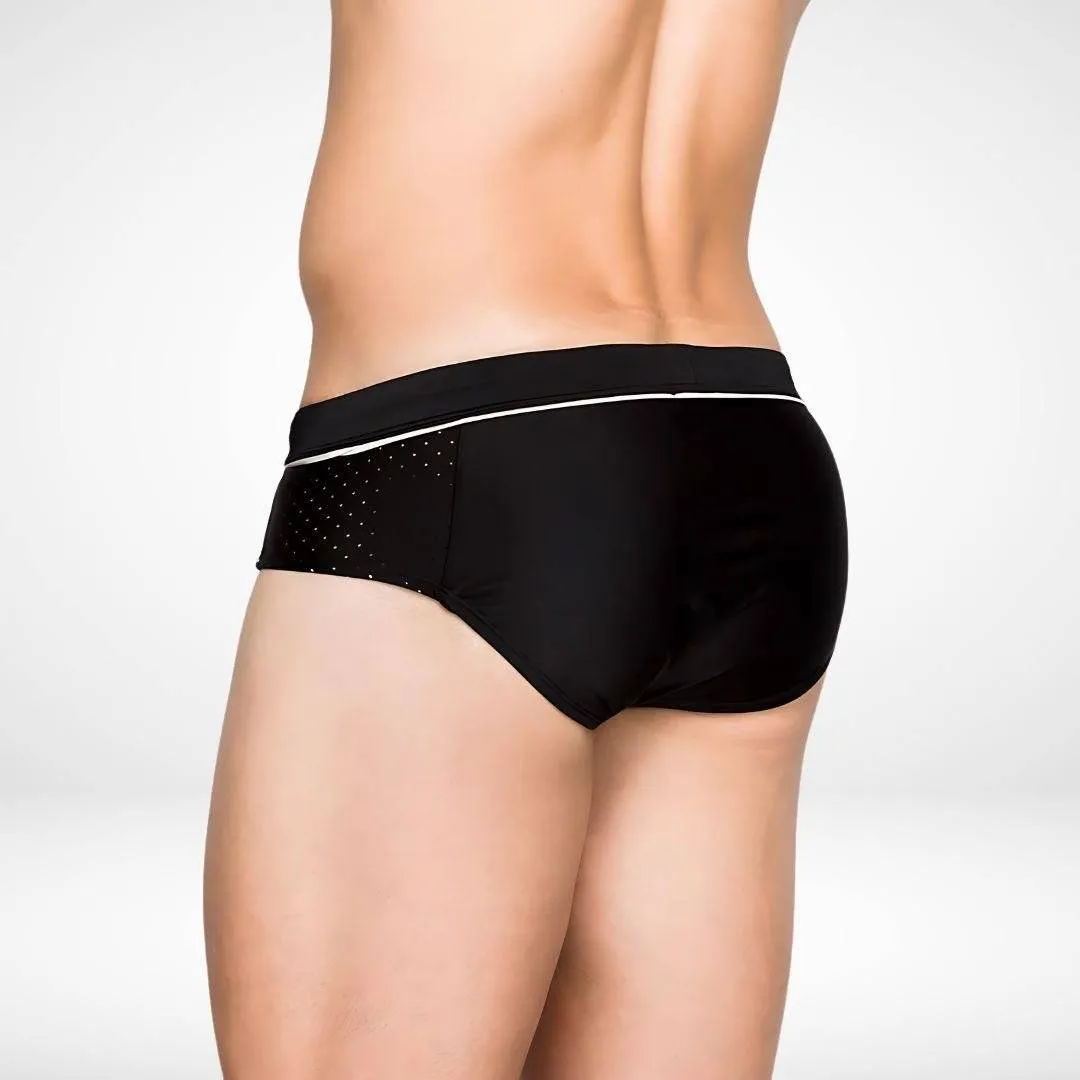 Side Mesh Drawstring Swim Briefs