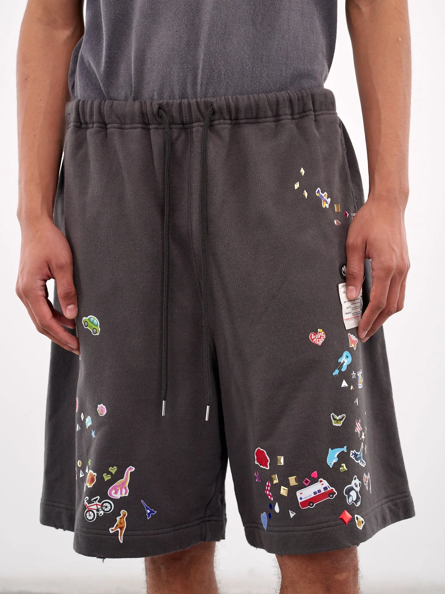 Sticker Elasticated Shorts (A14SP553-BLACK)