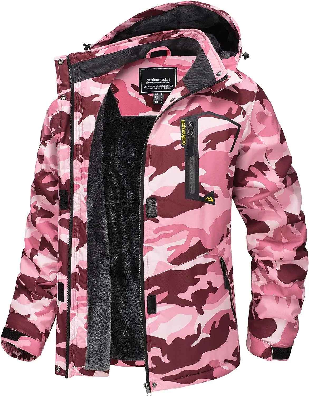 TACVASEN Women's Waterproof Ski Jacket Hooded Fleece Lined Warm Winter Jacket Snow Coat Mountain Windproof Rain Windbreaker