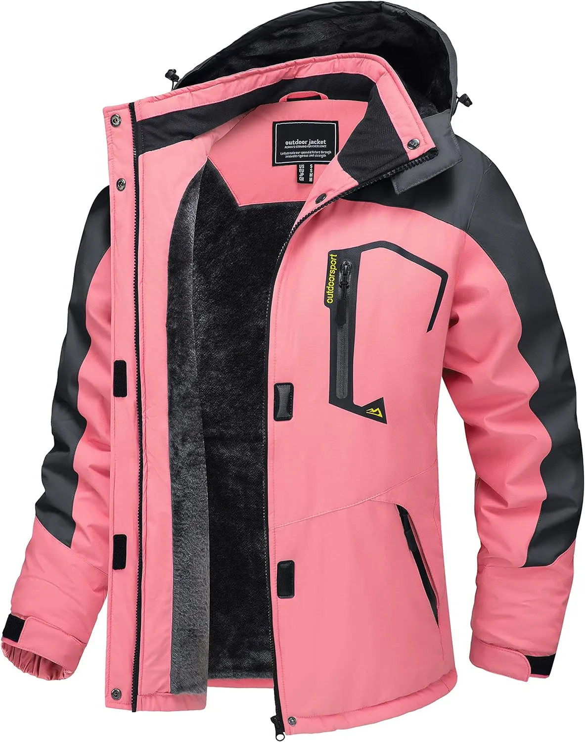 TACVASEN Women's Waterproof Ski Jacket Hooded Fleece Lined Warm Winter Jacket Snow Coat Mountain Windproof Rain Windbreaker