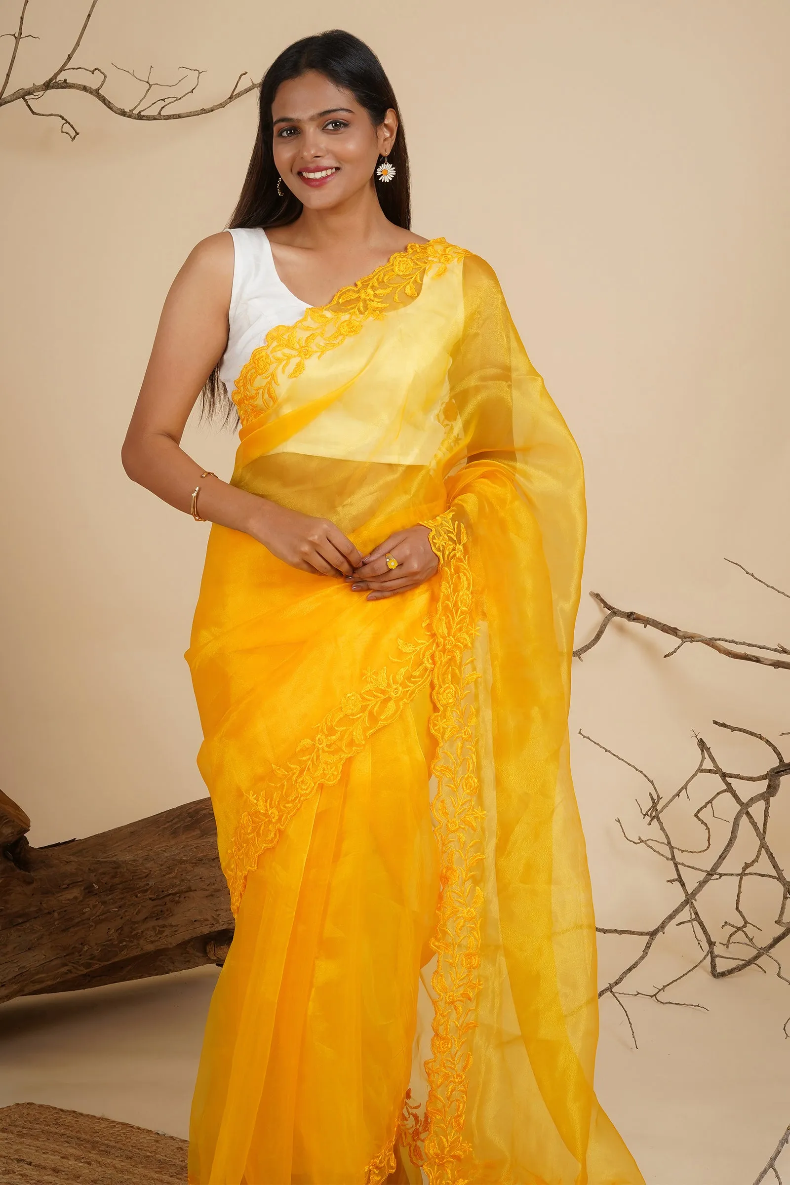 Teejh Sunlit Sakura Organza Saree