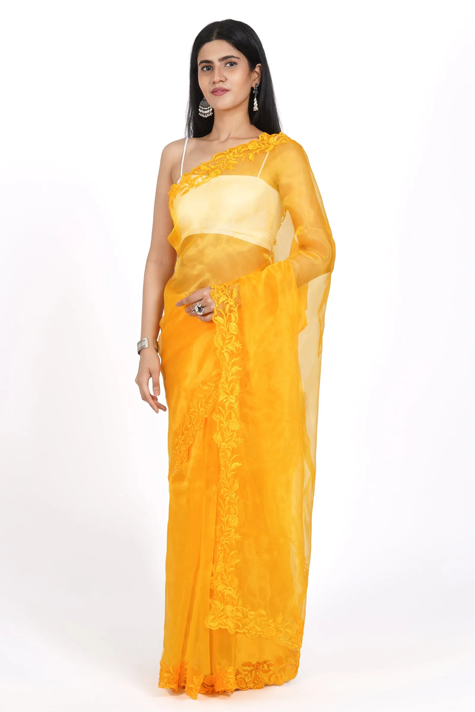Teejh Sunlit Sakura Organza Saree