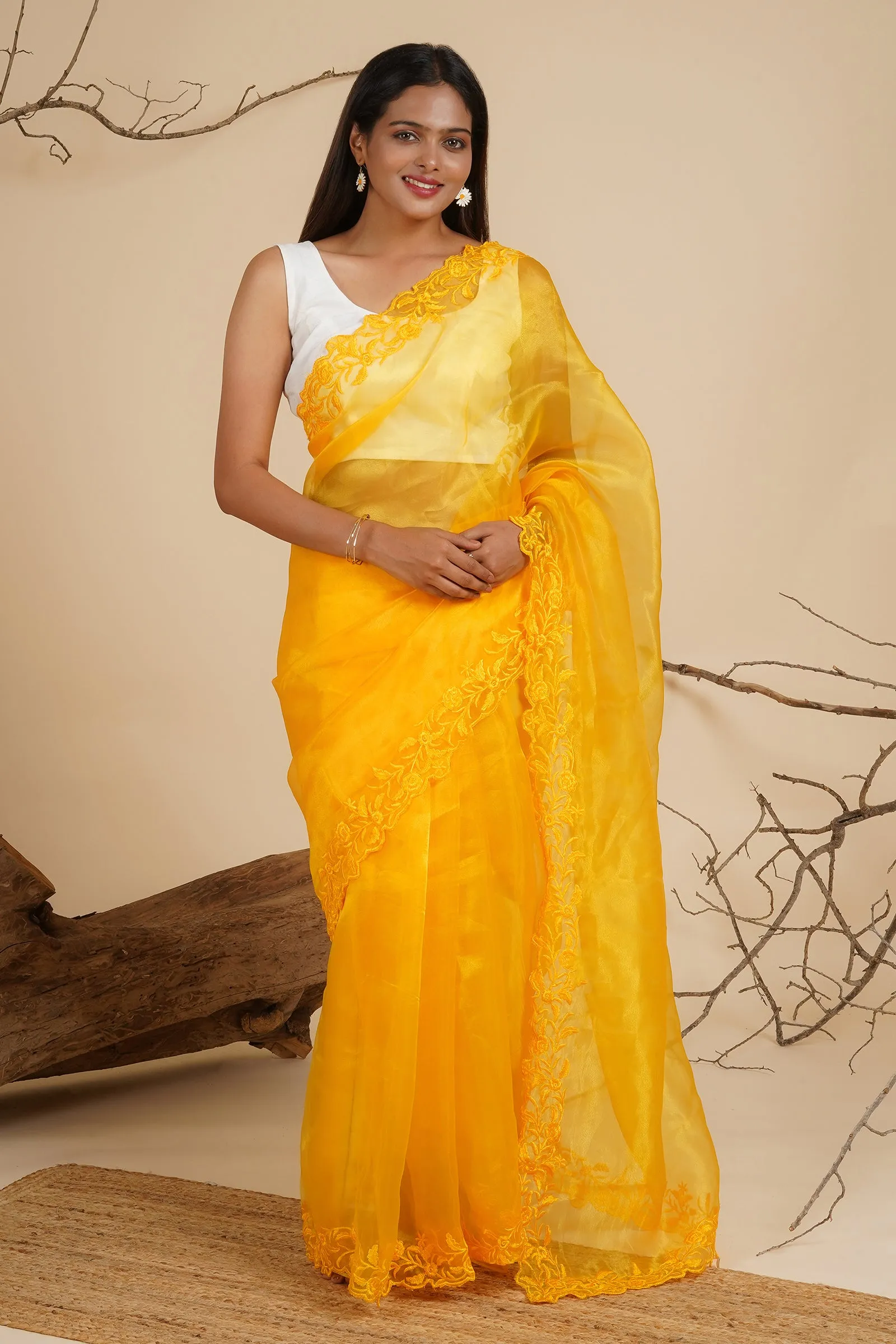 Teejh Sunlit Sakura Organza Saree