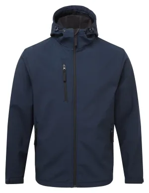 Tuff Stuff Mens Holkham Water Repellant Breathable Windproof Hooded Softshell Work Jacket-NAVY