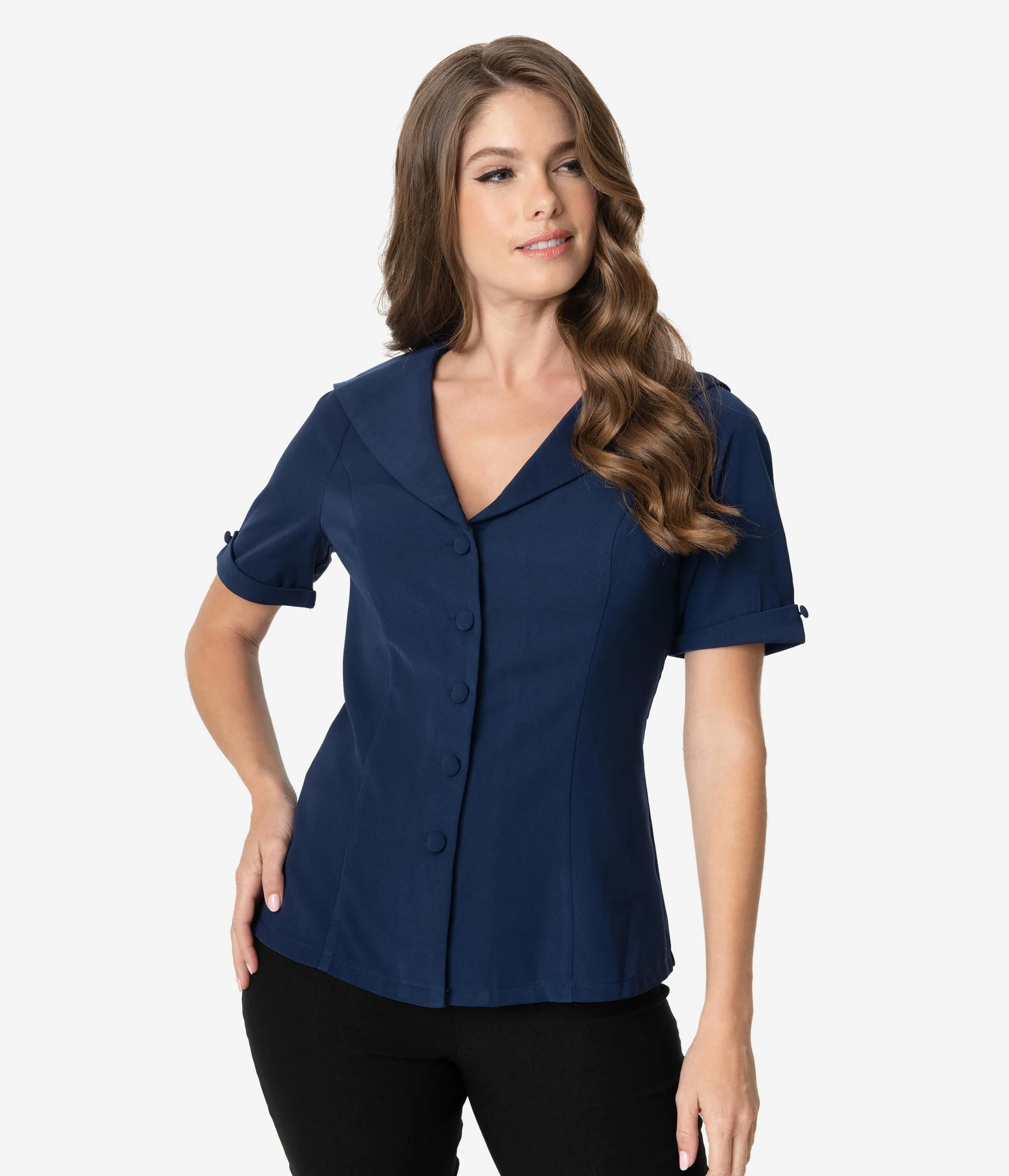 Unique Vintage Navy Blue Coco Top