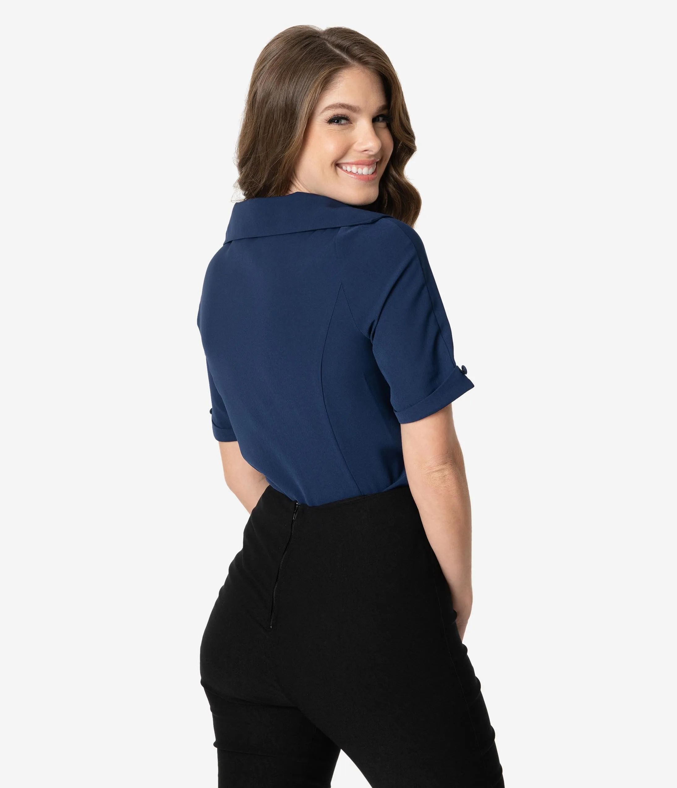 Unique Vintage Navy Blue Coco Top