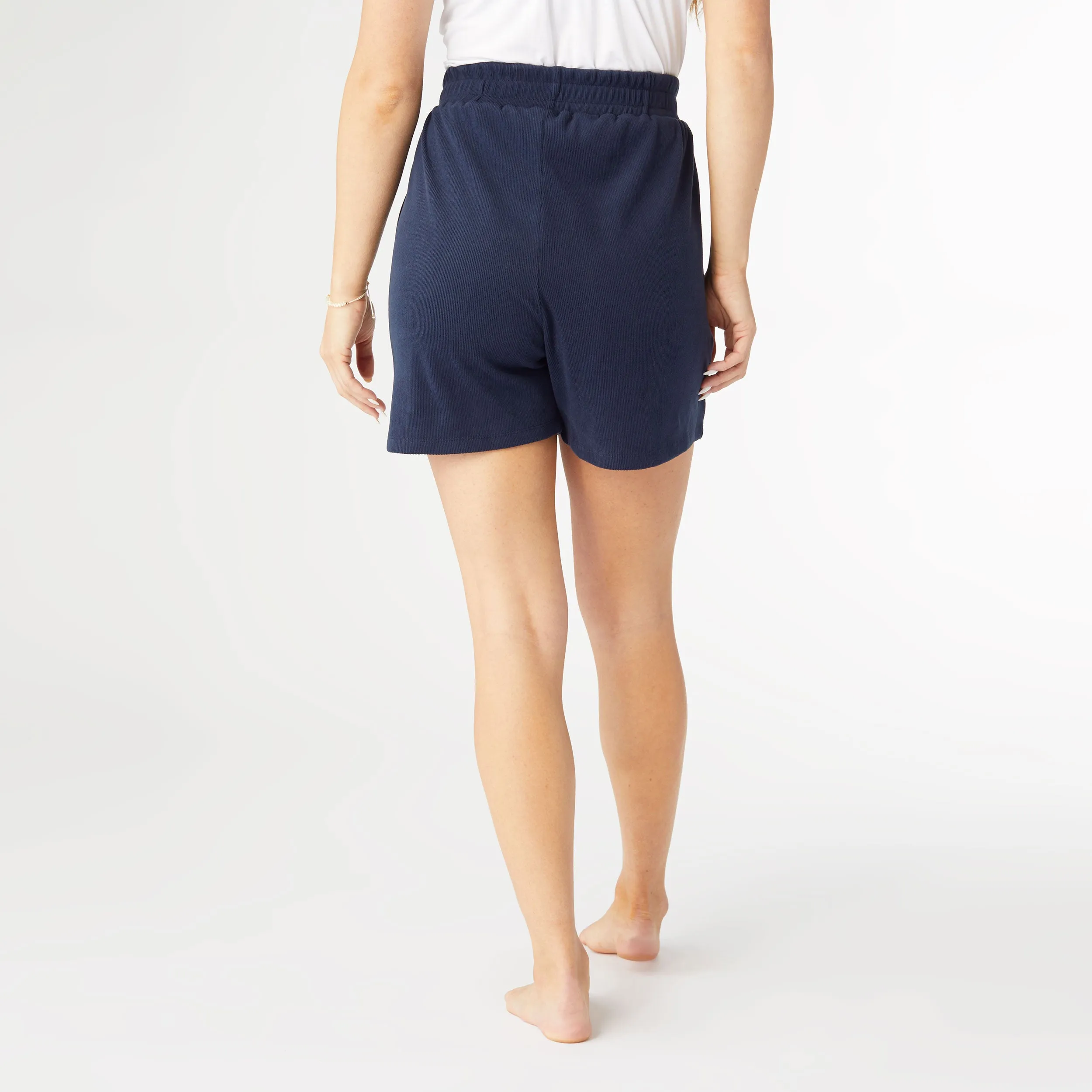 Weekend Brushed Ribbed Pocket Shorts  - Navy