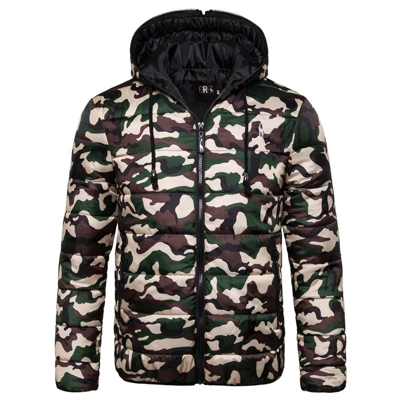 Windproof Men's Hoodied Zipper Winter Coat