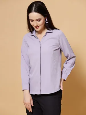Women Lavender Odour Free Spread Collar  Formal Shirt