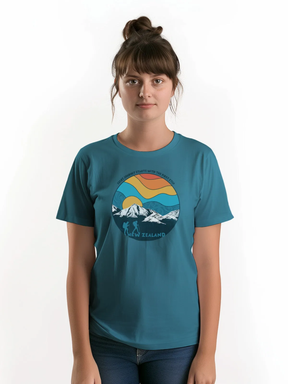 Womens New Zealand T Shirt - Circle Mountains
