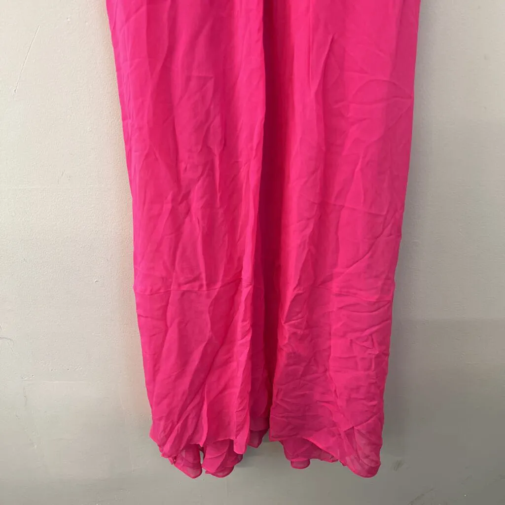 Zara Hot Pink Cut Out Top Flowy Maxi Dress Extra Small