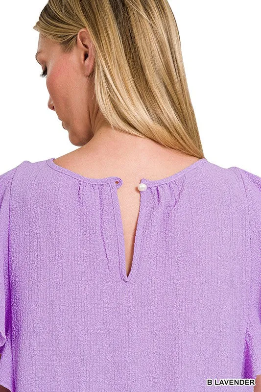 Zenana Brand Woven Bubble Airflow Flutter Sleeve Top